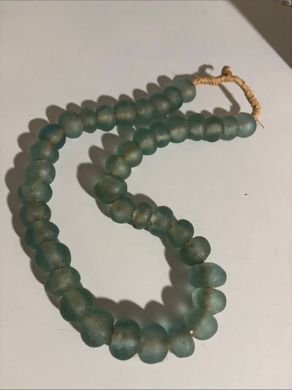 Jumbo Recycled Sea Glass Beads in Clear Aqua